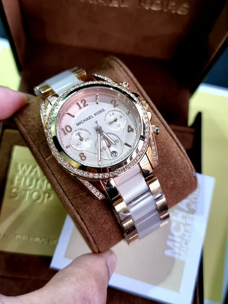 Michael Kors Blair Chronograph Silver Dial Silver Steel Strap Watch for Women - MK5459