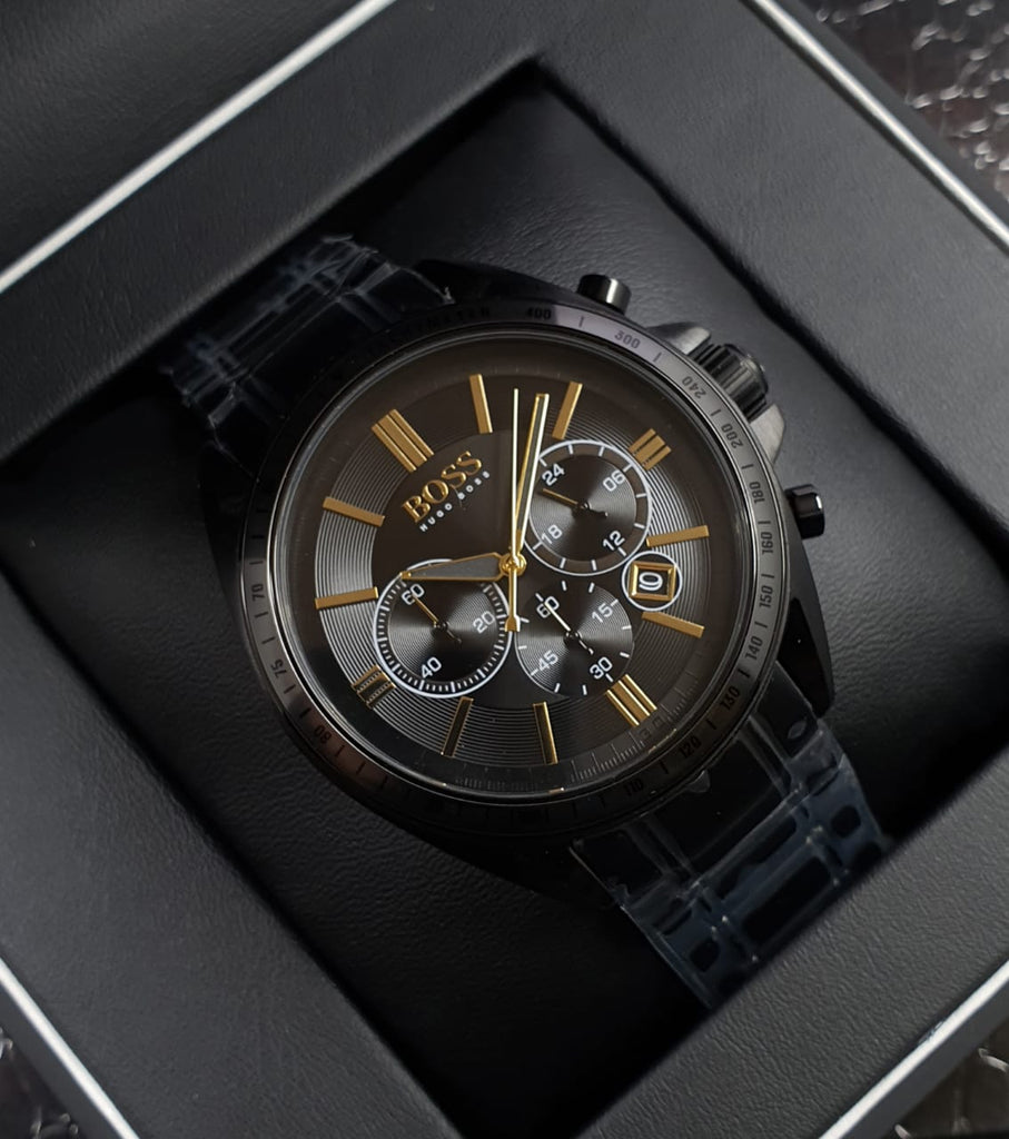 Hugo Boss Driver Black Dial Black Steel Strap Watch for Men - 1513277