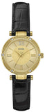Guess W0838L1 Park Avenue Women's Watch – Gold Dial & Black Leather Strap with Quartz Movement