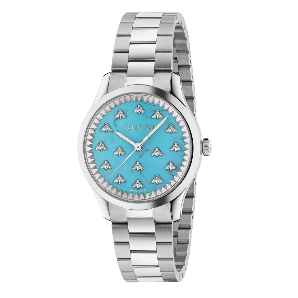 Gucci G Timeless Quartz Turquoise Dial Silver Steel Strap Unisex Watch - YA1265044