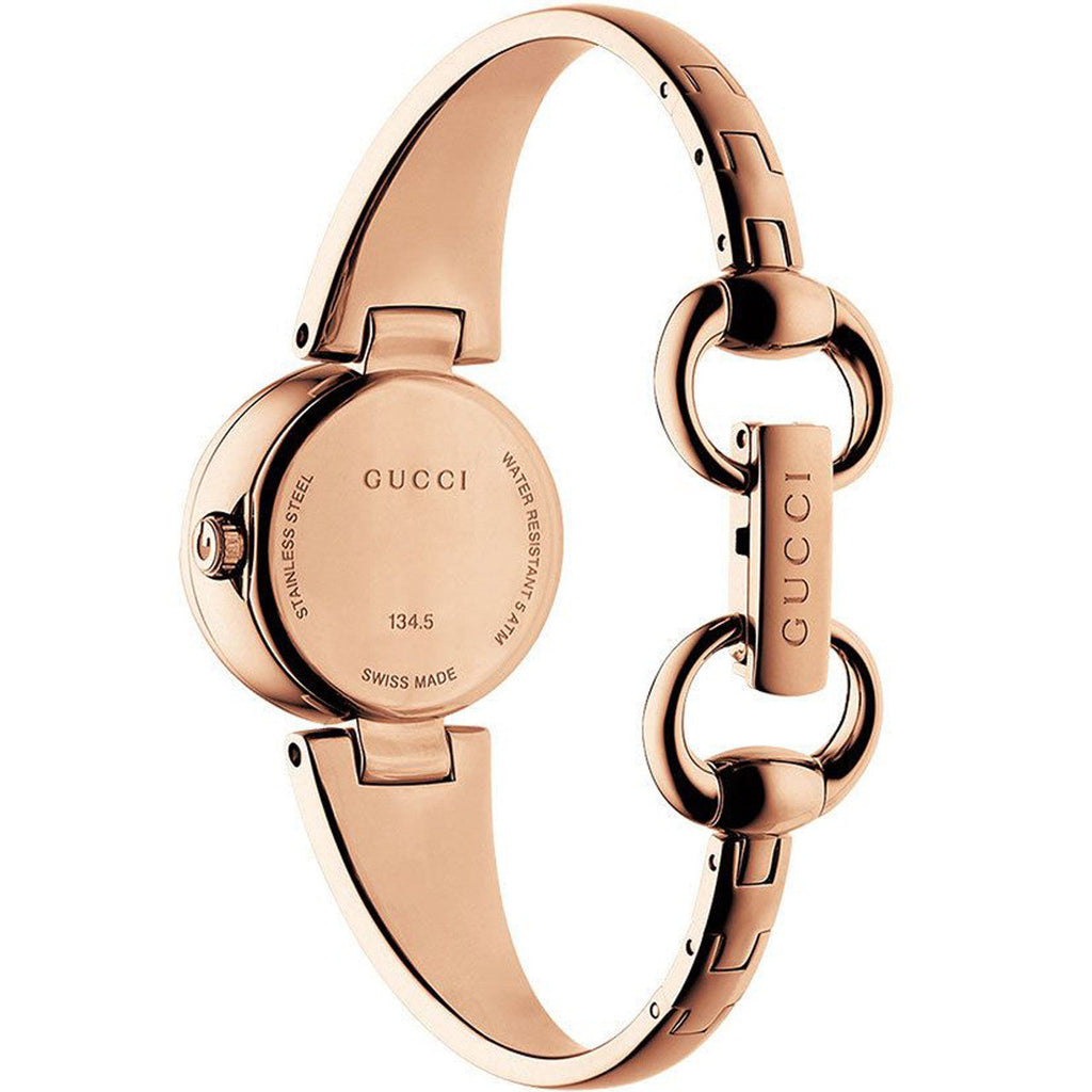 Gucci Guccissima Collection Quartz Black Dial Rose Gold Steel Strap Watch For Women - YA134509