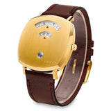 Gucci Grip Yellow Gold Dial Maroon Leather Strap Unisex Watch - YA157411