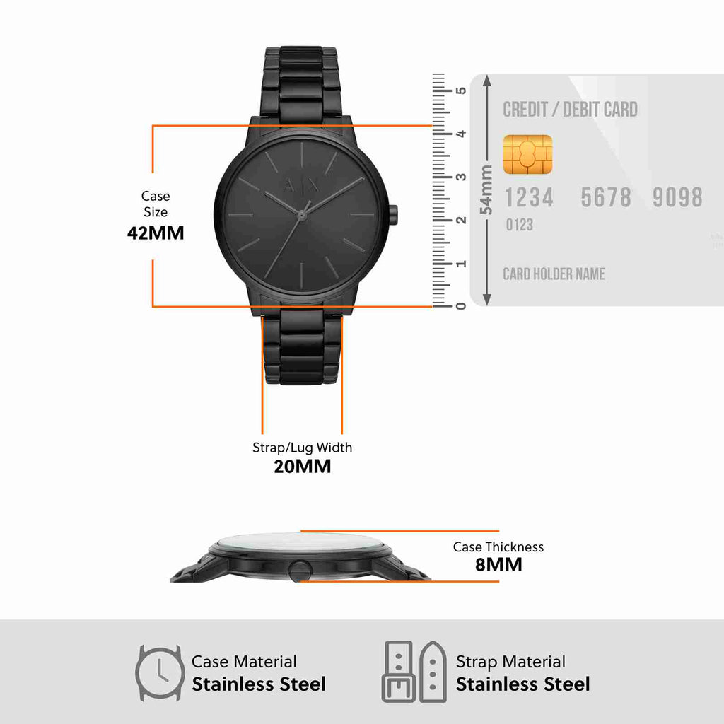 Armani Exchange Cayde AX2701 Men's Analog Watch – Black Dial with Black Stainless Steel Strap