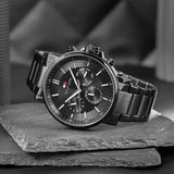 Tommy Hilfiger Tyson Chronograph Black Dial Black Steel Strap Watch For Men - 1710590
