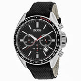 Hugo Boss Driver Black Dial Black Leather Strap Watch for Men -1513087