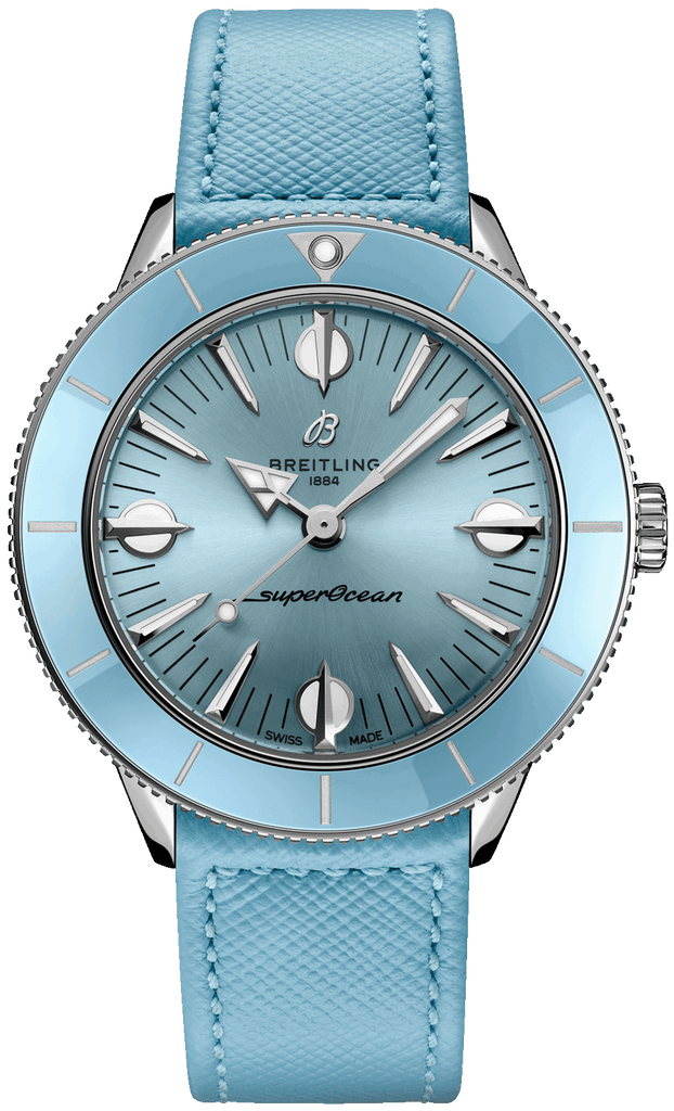 Breitling Superocean Heritage '57 Pastel Paradise Blue Dial Blue Leather Strap Watch for Women - A10340161C1X1