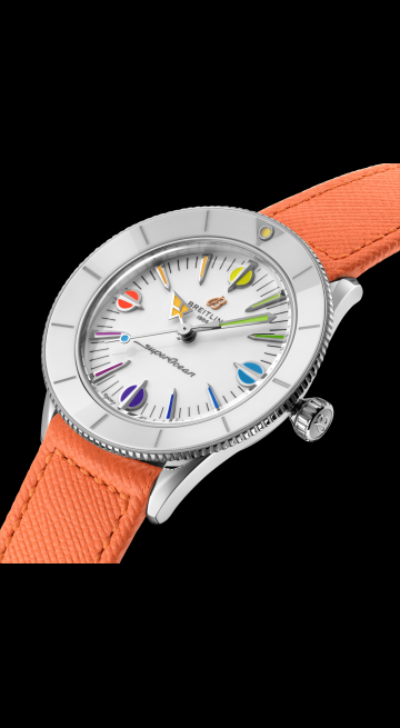 Breitling Superocean Heritage '57 Pastel Paradise White Dial Orange Leather Watch for Women - A10340A11A1X1