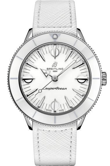 Breitling Superocean Heritage '57 Pastel Paradise White Dial White Leather Strap Watch for Women - A10340A71A1X1