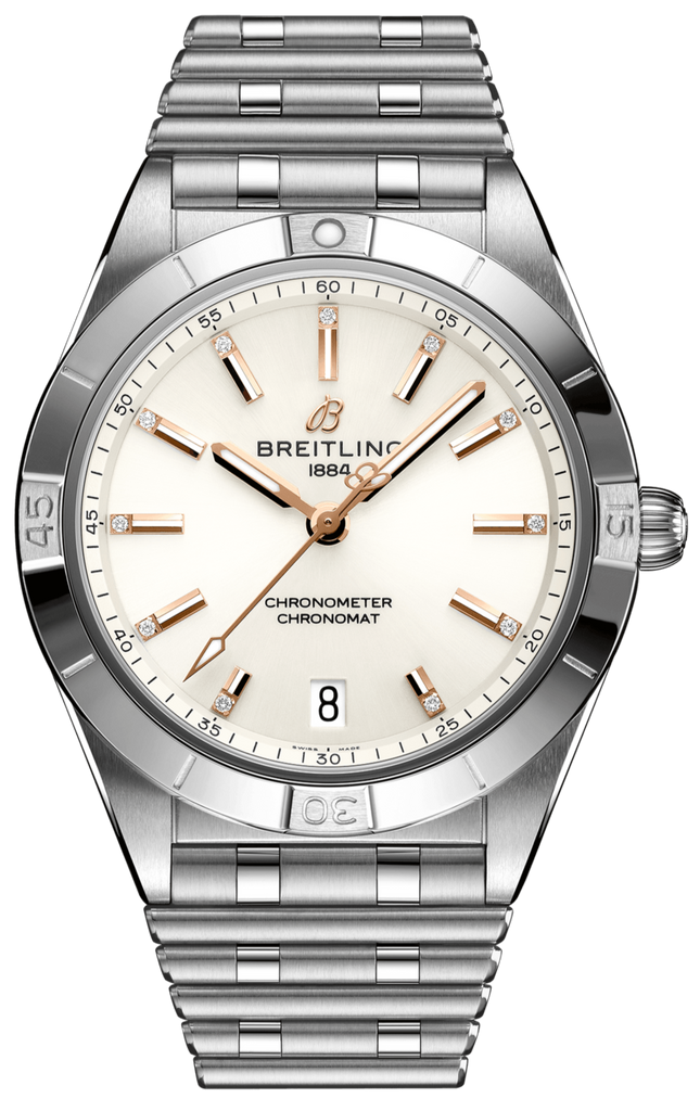 Breitling Chronomat Automatic 36 White Dial Silver Steel Strap Watch for Women - A10380101A2A1