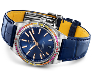 Breitling Chronomat Automatic 36 South Sea Blue Dial Blue Leather Strap Watch for Women - A10380611C1P1