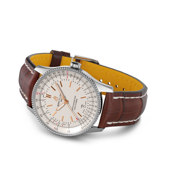Breitling Navitimer Automatic 41 White Dial Brown Leather Strap Watch for Men - A17326211G1P2