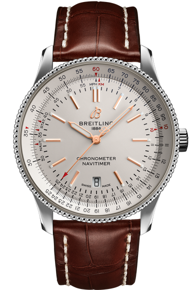 Breitling Navitimer Automatic 41 White Dial Brown Leather Strap Watch for Men - A17326211G1P2