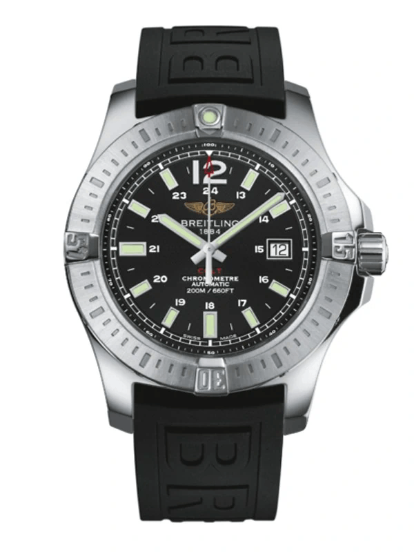 Breitling Colt Automatic 44mm Black Dial Rubber Strap Mens Watch - A1738811/BD44/152S