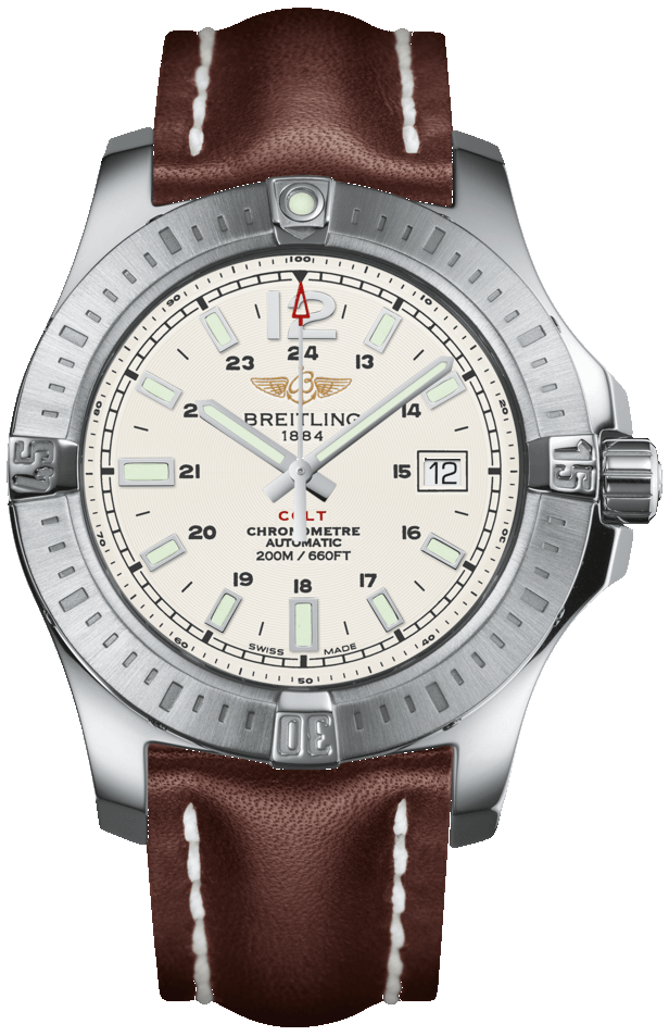 Breitling Colt Automatic 44mm Brown Leather Strap Mens Watch - A1738811/G791/437X