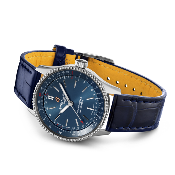 Breitling Navitimer Automatic 35 Blue Dial Blue Leather Strap Watch for Men - A17395161C1P1