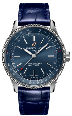 Breitling Navitimer Automatic 35 Blue Dial Blue Leather Strap Watch for Men - A17395161C1P1