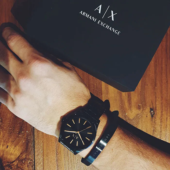 Armani Exchange Nico AX7102 Men's Analog Watch – Bold Black Dial with Black Stainless Steel Strap