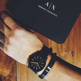 Armani Exchange Nico AX7102 Men's Analog Watch – Bold Black Dial with Black Stainless Steel Strap
