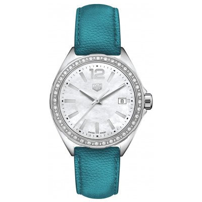Tag Heuer Formula 1 Quartz Diamonds Mother of Pearl Dial Blue Leather Strap Watch for Women - WBJ131A.FC8256