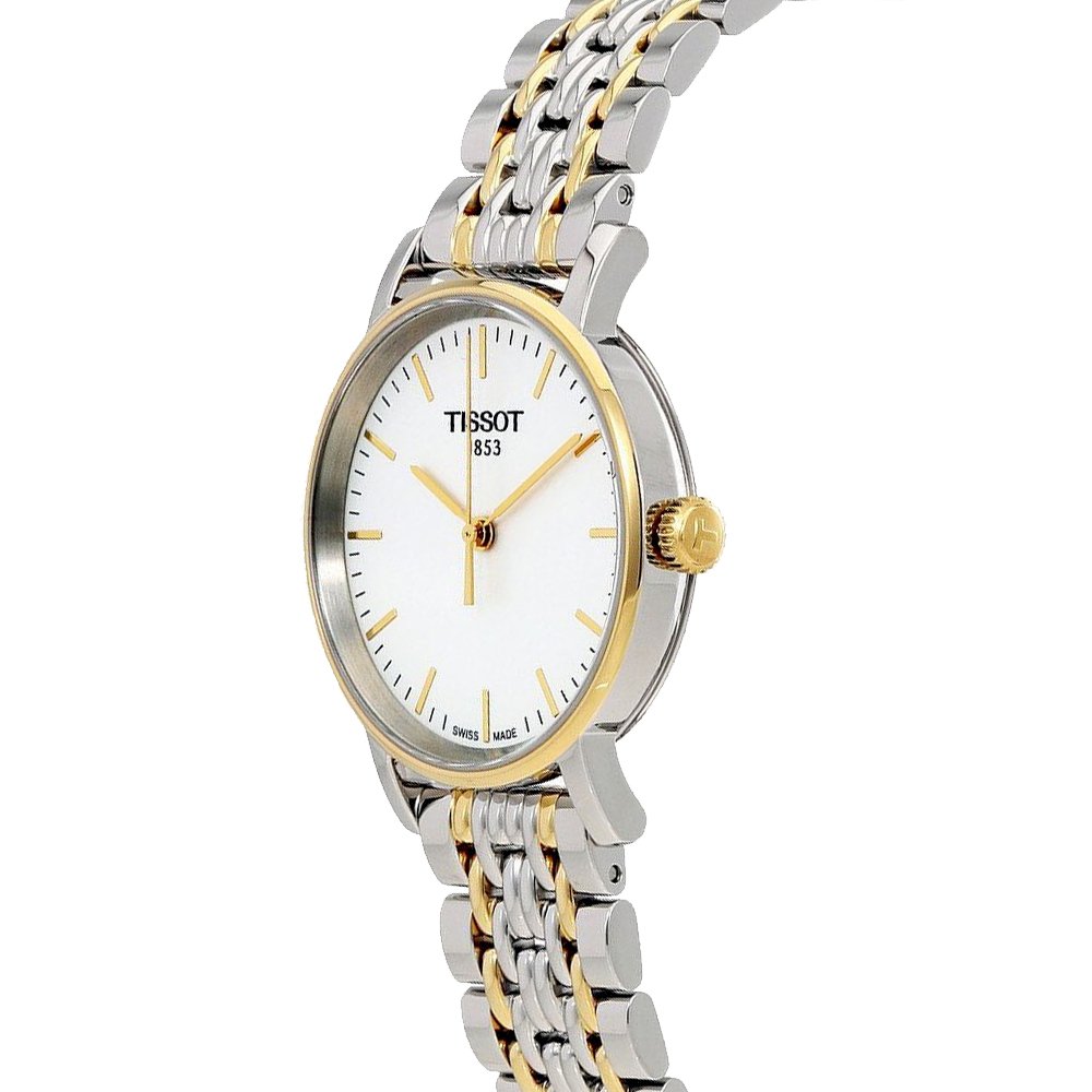 Tissot T Classic Everytime Small White Dial Two Tone Mesh Bracelet Watch For Women - T109.210.22.031.00