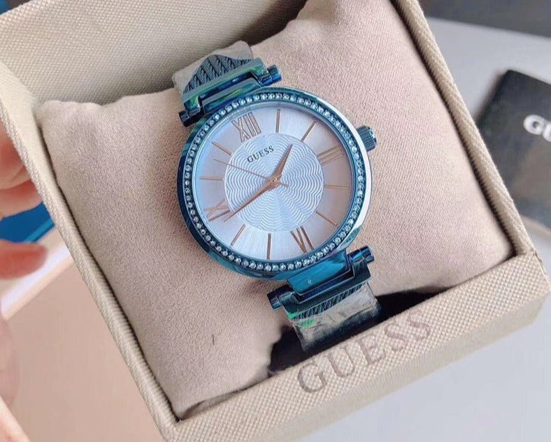Guess Soho Diamonds Blue Dial Blue Mesh Bracelet Watch For Women - W0638L3