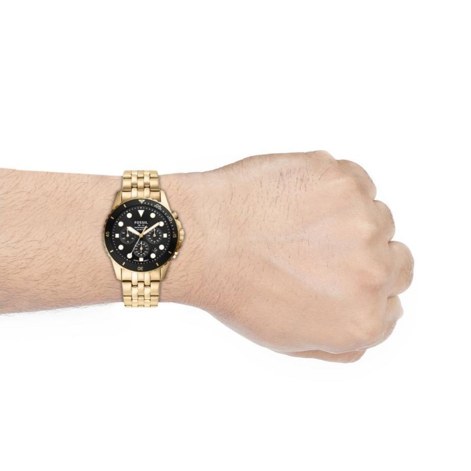 Fossil FS5836 FB-01 Chronograph Men’s Watch – Black Dial with Gold Steel Strap