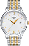 Tissot T Classic Tradition White Dial Two Tone Mesh Bracelet Watch For Men - T063.610.22.037.00