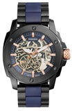 Fossil ME3133 Modern Machine Automatic Skeleton Men's Watch – Blue Dial & Two-Tone Steel Strap