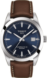 Tissot T127.407.16.041.00 Gentleman Powermatic 80 Silicium Automatic Men's Watch – Blue Dial & Brown Leather Strap
