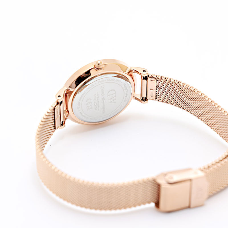 Daniel Wellington Petite Amber Brown Dial Gold Mesh Strap Watch For Women - DW00100476