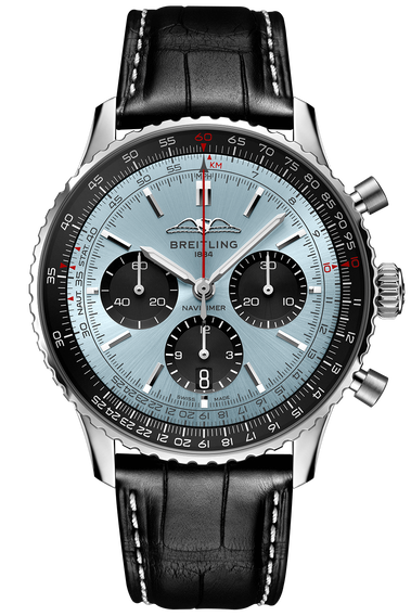 Breitling Navitimer B01 Chronograph 43 Blue Dial Black Leather Strap Watch for Men - AB0138241C1P1
