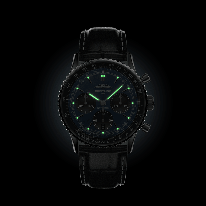 Breitling Navitimer B01 Chronograph 41 Blue Dial Black Leather Strap Watch for Men - AB0139241C1P1