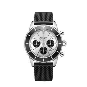 Breitling Superocean Heritage B01 Chronograph 44 Silver Dial Black Mesh Bracelet Watch for Men - AB0162121G1S1