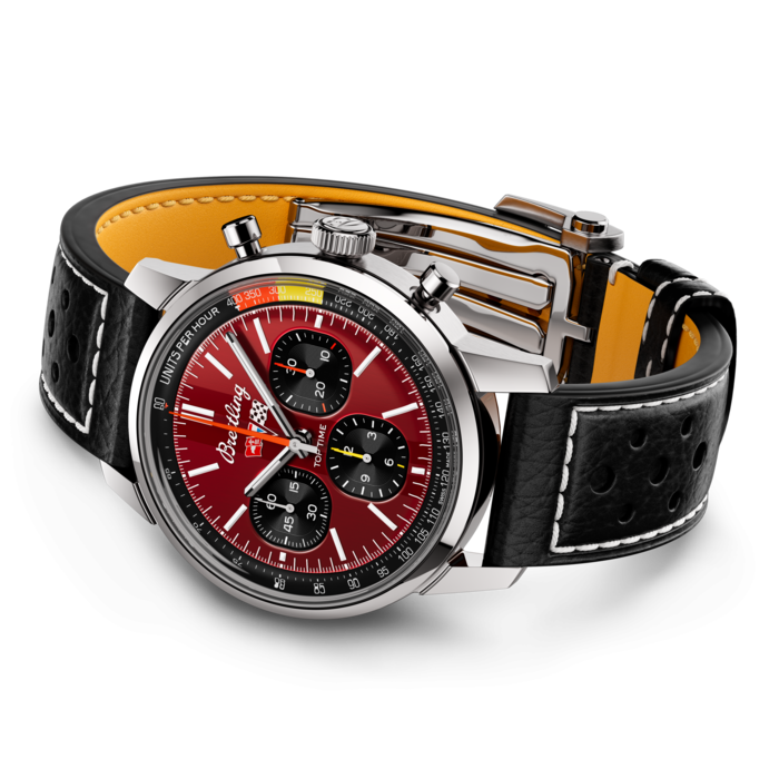 Breitling Top Time B01 Chevrolet Corvette Red Dial Black Leather Strap Watch for Men - AB01761A1K1X1