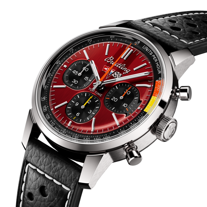 Breitling Top Time B01 Chevrolet Corvette Red Dial Black Leather Strap Watch for Men - AB01761A1K1X1