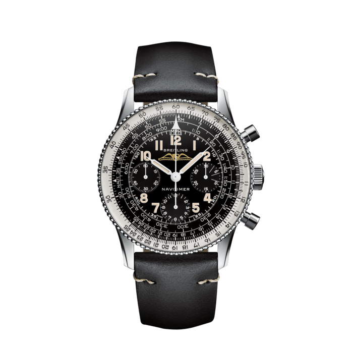 Breitling Navitimer Ref. 806 1959 Re-Edition Black Dial Brown Leather Strap Watch for Men - AB0910371B1X1