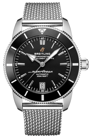 Breitling Superocean Heritage B20 Automatic 42 Black Dial Silver Mesh Bracelet Watch for Men - AB2010121B1A1