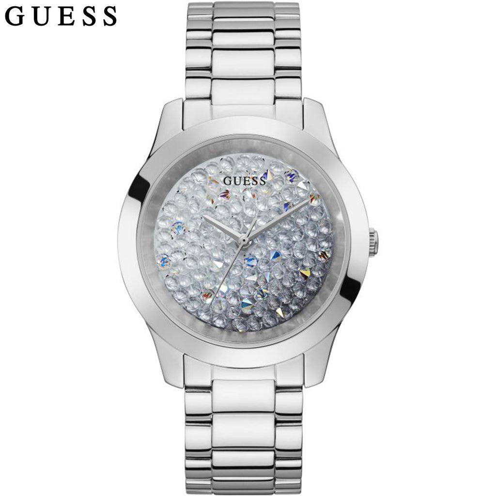 Guess Crush Silver Dial Silver Steel Strap Watch For Women - GW0020L1