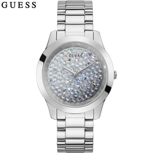 Guess Crush Silver Dial Silver Steel Strap Watch For Women - GW0020L1