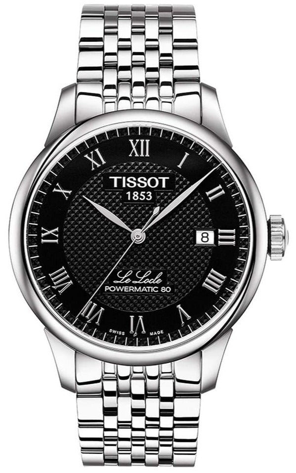 Tissot T Classic Le Locle Powermatic 80 Black Dial Silver Steel Strap Watch For Women - T41.1.483.53