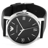 Emporio Armani Kappa Analog Quartz Black Dial Black Leather Strap Watch For Men - AR11013