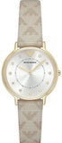 Emporio Armani AR11042 Kappa Quartz Women's Watch – Silver Dial & Beige Leather Strap