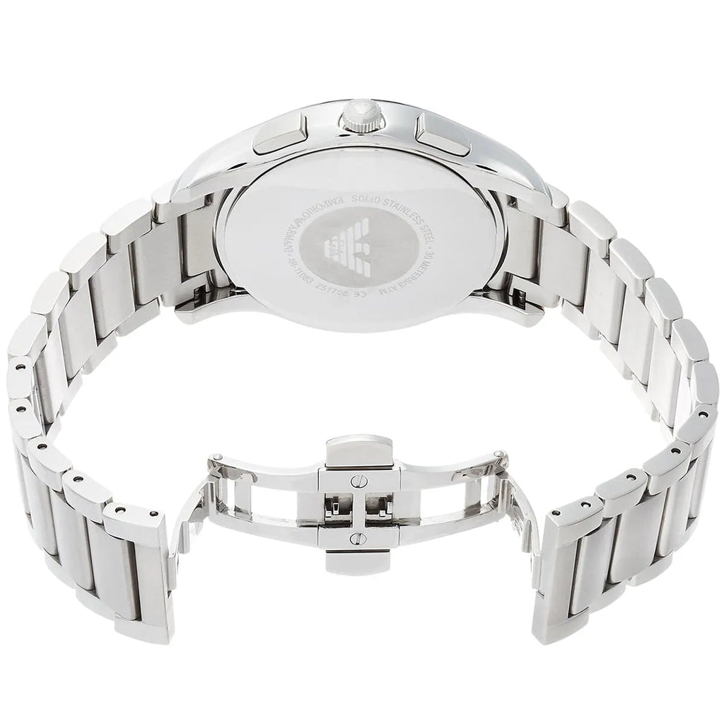 Emporio Armani Valente Chronograph Quartz Black Dial Silver Steel Strap Watch For Men - AR11083