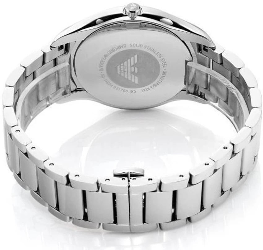 Emporio Armani Valente Quartz Black Dial Silver Steel Strap Watch For Men - AR11086