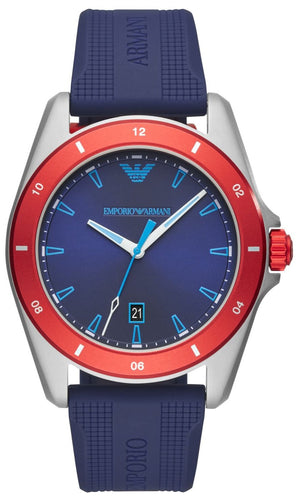 Emporio Armani Sigma Quartz Blue Dial Blue Silicone Strap Watch For Men - AR11217