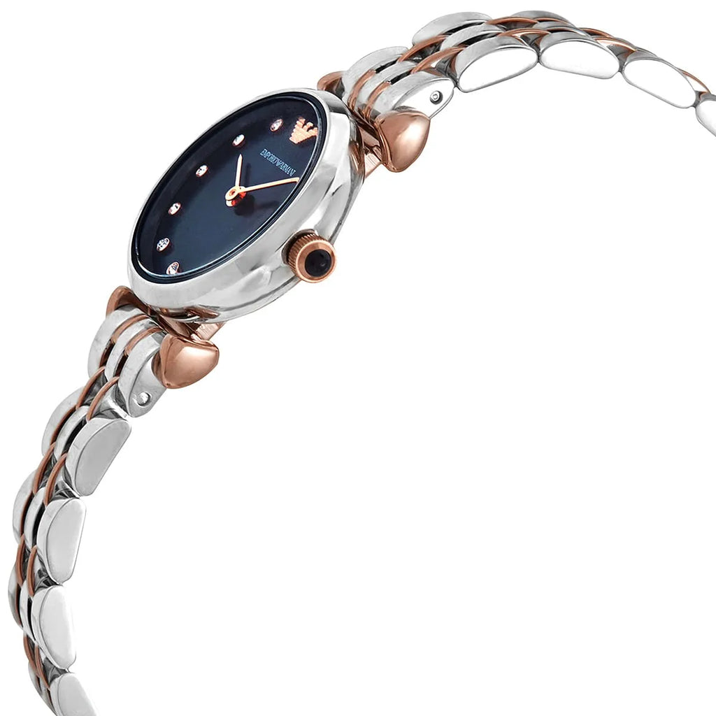 Emporio Armani Gianni T Bar Quartz Blue Dial Two Tone Steel Strap Watch For Women - AR11222