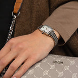 Emporio Armani Gianni T-Bar Quartz White Dial Silver Steel Strap Watch For Women - AR11405