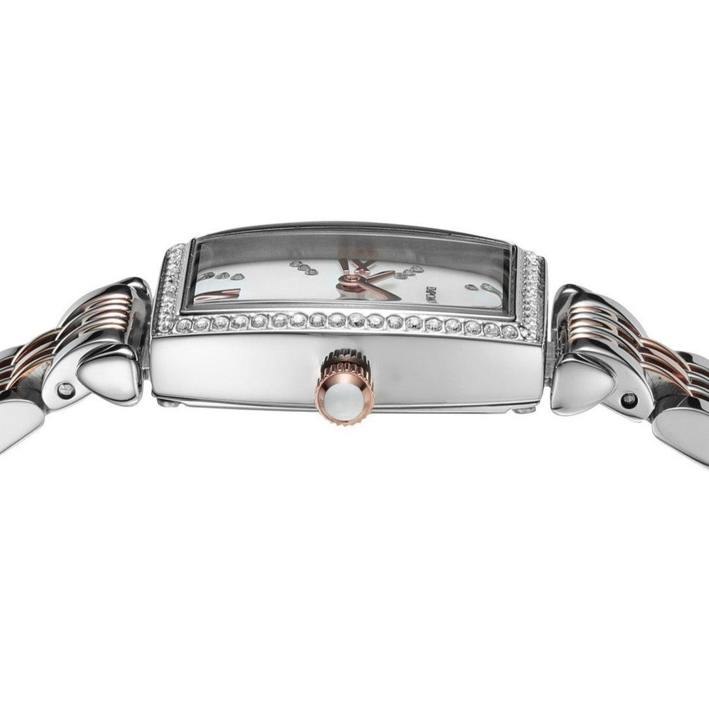 Emporio Armani Gianni T Bar White Mother Of Pearl Dial Two Tone Steel Strap Watch For Women - AR11519