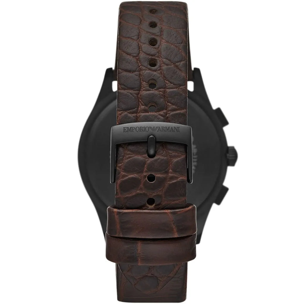Emporio Armani Paolo Chronograph Black Dial Brown Leather Strap Watch For Men - AR11549