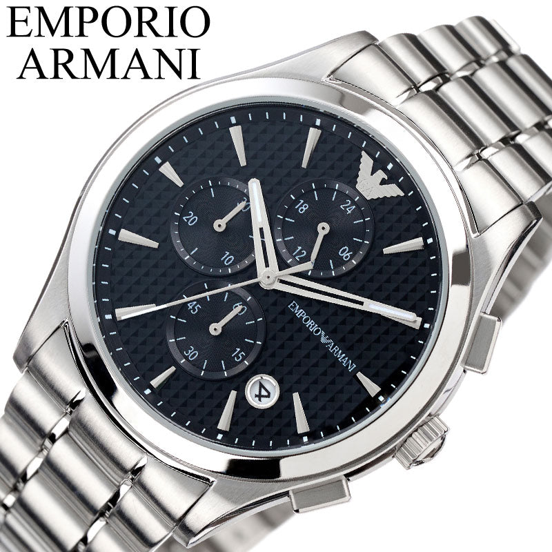 Emporio Armani Paolo Chronograph Black Dial Silver Steel Strap Watch For Men - AR11602
